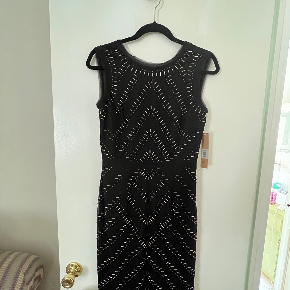 Sequin with Lace Finish Black Dress